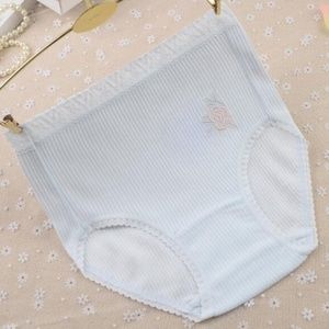 Lolita Kawaii Cotton panties. High waist textured lace edged panties. M - L size